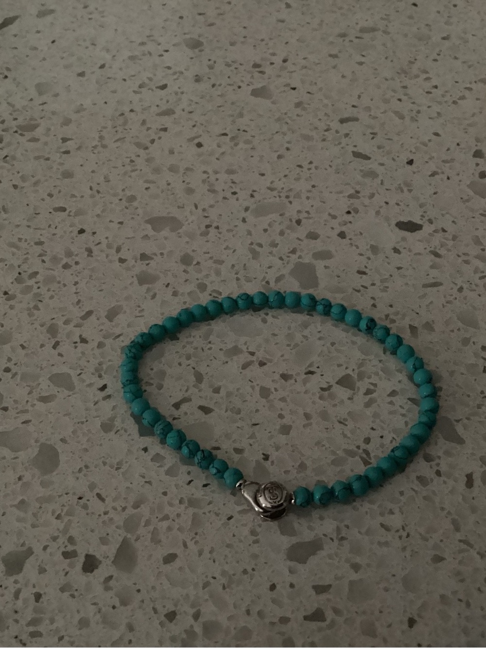 Turquoise Beaded Women's Bracelet with Silver Rose Clasp